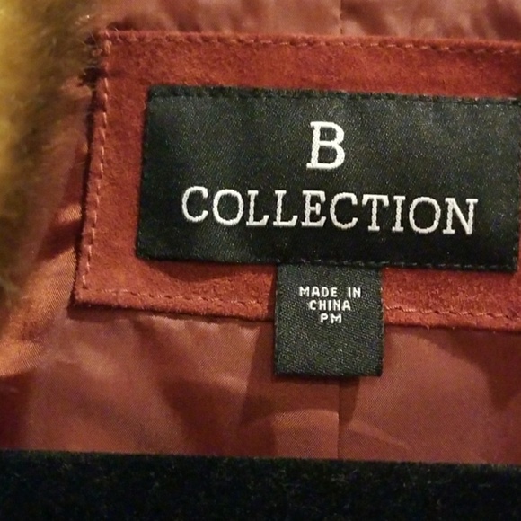 Vintage Brick Red Suede Faux Fur Collar Jacket Coat Burgundy Cropped New Unworn - Picture 5 of 8
